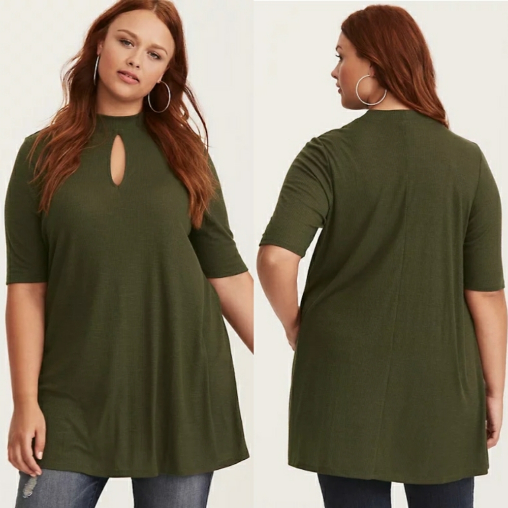 Torrid Keyhole Neck Ribbed Knit Tunic Top PLUS 3X - Picture 1 of 14